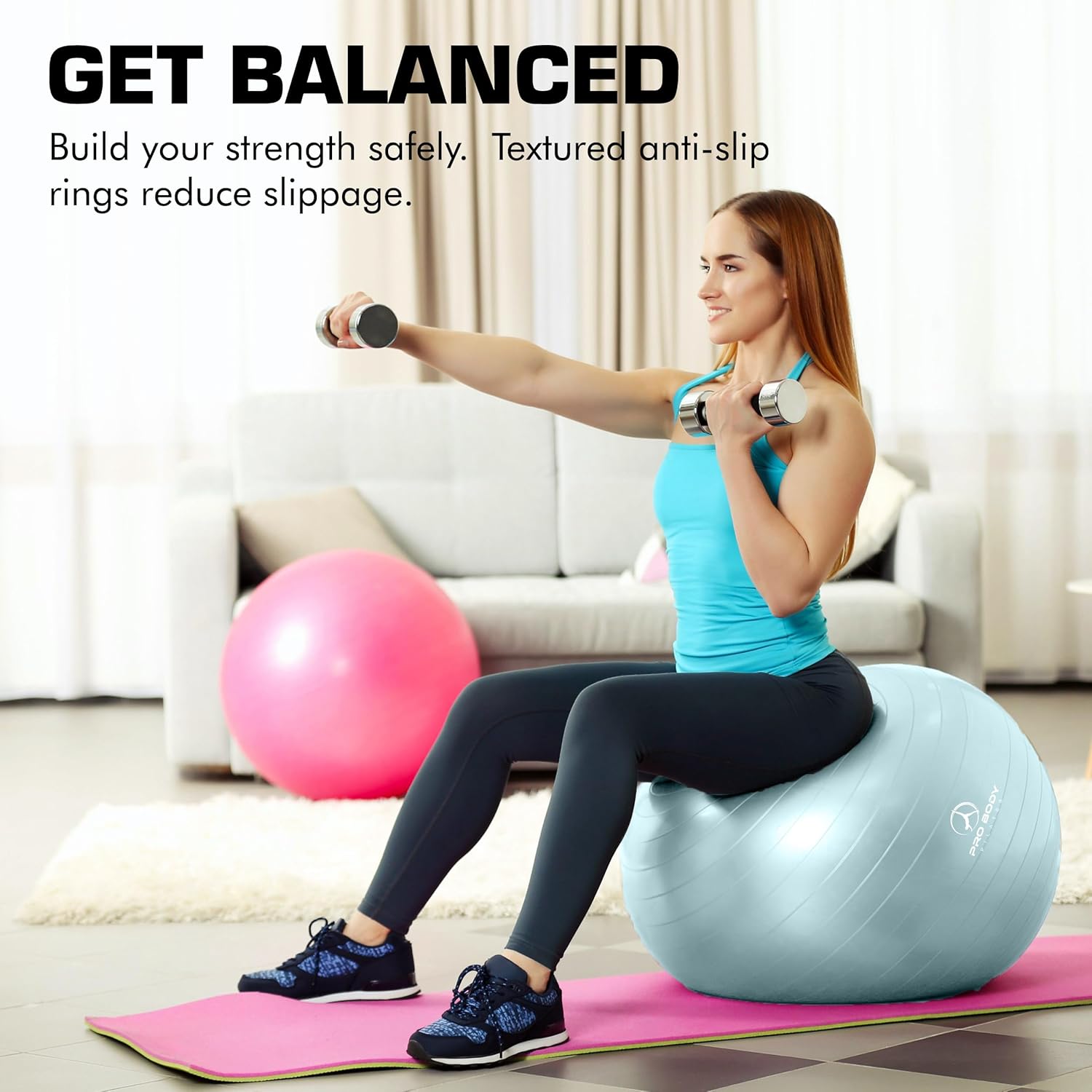 ProBody Pilates Yoga Ball - Stability Exercise Ball for Pregnancy & Workout | Various Sizes Available