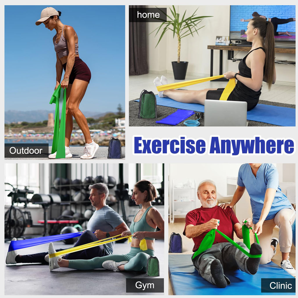 Latex Flat Resistance Bands for Physical Therapy and Rehab, Pilates, Yoga