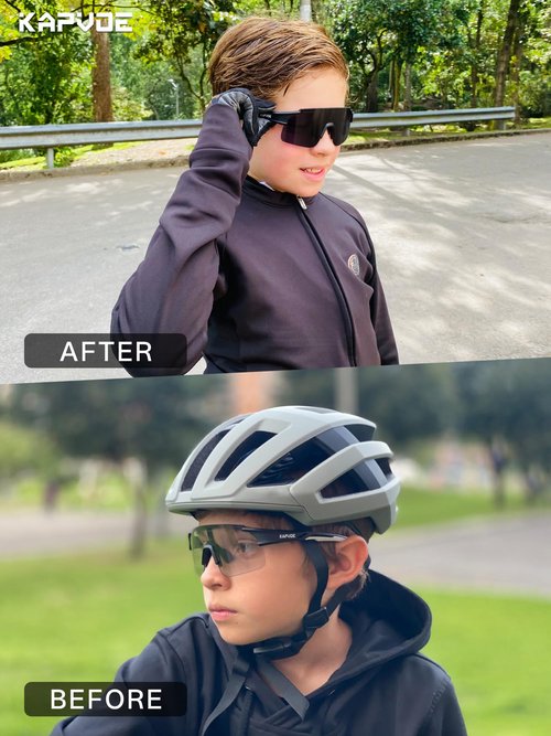 KAPVOE Youth Photochromic Sports Sunglasses Boys Girls Baseball Softball Running Cycling Glasses for Kids Age 6-12 K9035