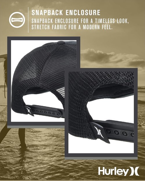 Hurley Men's Caps - H2O-Dri League Baseball Caps with Snapback Closure | Classic Trucker Hats (S-XL)
