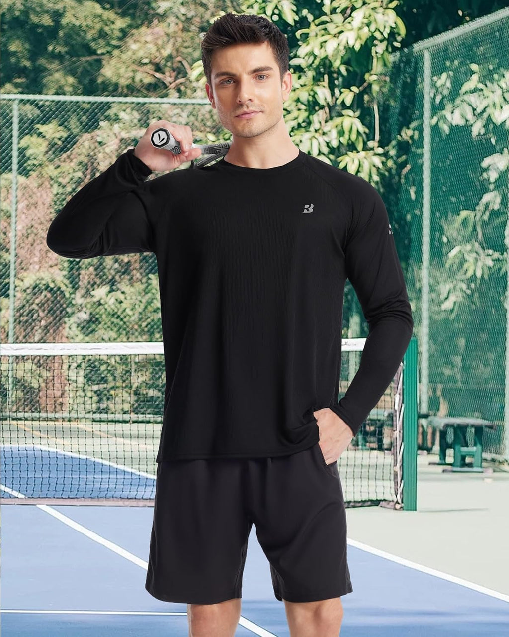 Roadbox Men's Swim Rash Guard - UPF 50+ Long Sleeve UV Protection Quick Dry Shirt for Fishing & Hiking