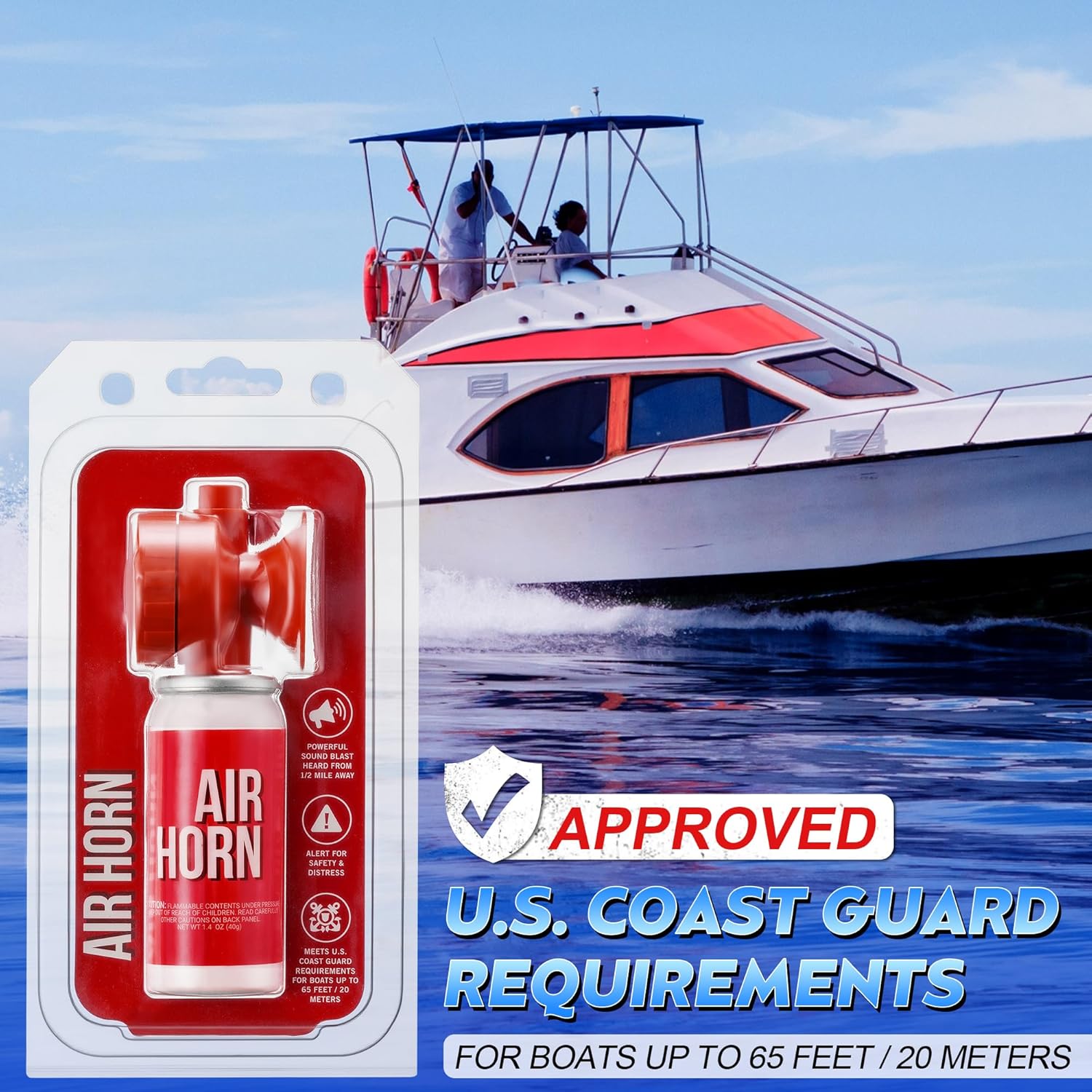 Saillong 1.4oz Marine Air Horn - Loud Safety Signal for Boats & Sporting Events | Compact Emergency Use
