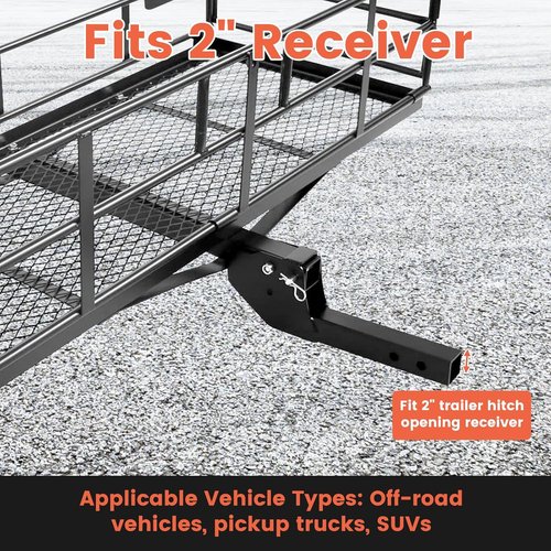 Hitch Cargo Carrier - 60" x 24" x 14.4" Folding Rear Luggage Rack | 510 lbs Capacity with Waterproof Bag & Straps