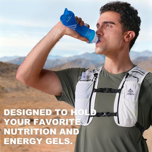 SEMSTY Running Vest for Women Men, 5L Hydration Vest with Dual 500ml Soft Flask, Lightweight Water Backpack, Adjustable Chest Straps Hydration Backpack for Running Cycling Hiking
