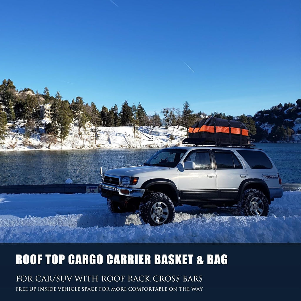 Skiennix Roof Rack Carrier Basket - Waterproof Cargo Bag 20 Cu Ft | Universal Fit, 200 Lbs Capacity