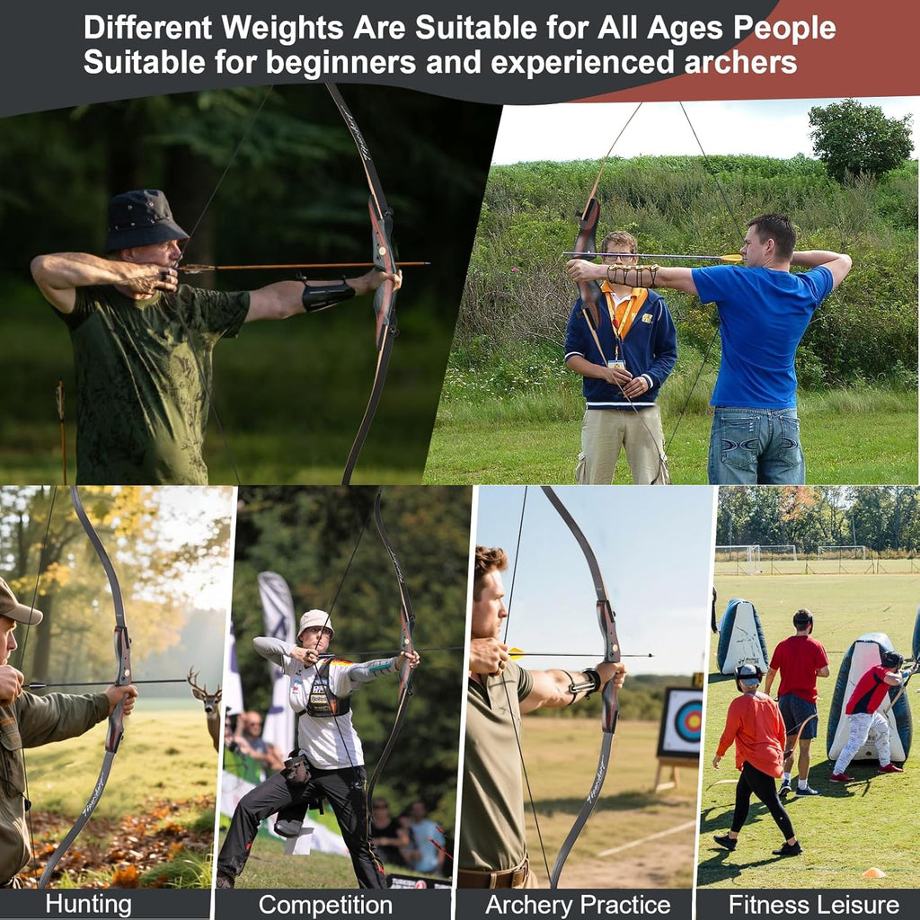 TOPARCHERY 62" Recurve Bow and Arrow Set - Ideal for Adults & Youth Beginners | Right-Handed Takedown Design