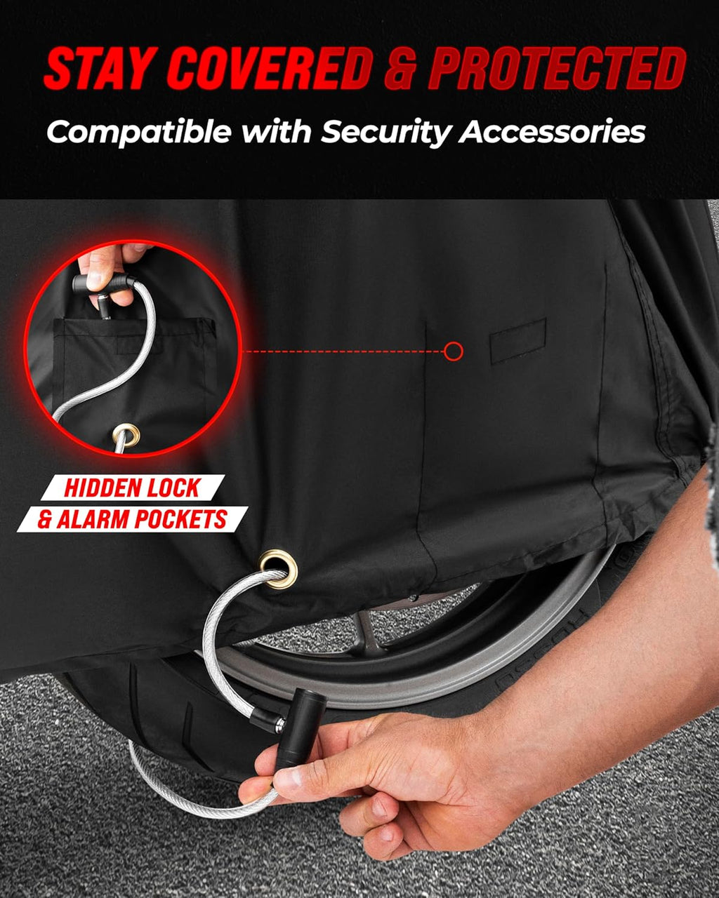Badass Moto Motorcycle Cover - Waterproof & Heavy Duty All-Season Protection | Fits Harley Davidson & Cruiser Bikes, Large 97L