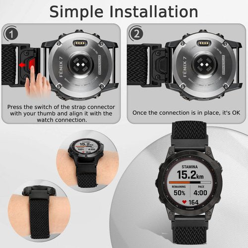 Tiptops Bands Compatible With Garmin Fenix 5/Fenix 6/Fenix 7/ Fenix 8-47mm Straps QuickFit 22mm Watch Band Elastic For Fenix 5 Plus/Fenix 6 Pro/Fenix 7 Pro Wristband