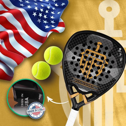 WELL PERFORM Carbon Fiber Padel Racket – Lightweight Pala De Padel with 12K Carbon Surface, EVA Memory Foam Core & Anti-Shock Grip | Premium Paddle Tennis Racket for Power Control & Comfort-Black/Gold