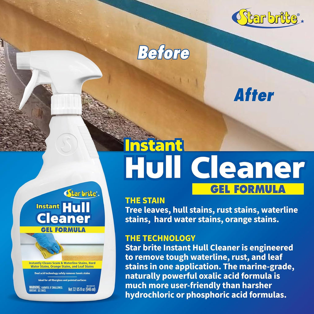 STAR BRITE Instant Hull Cleaner - 32 Oz Gel Spray for Effortless Stain Removal on Boats & Surfaces
