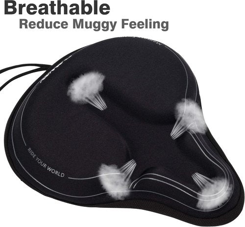 DAWAY Comfortable Bike Seat Cover - Soft Gel & Memory Foam Cushion for Peloton & Stationary Bikes | Fits All Saddles