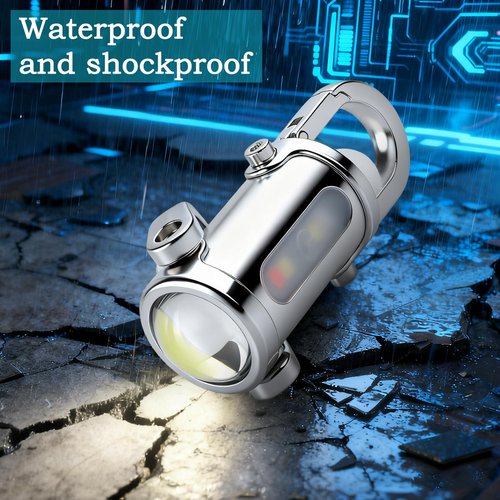 AOLBSPD 3-in-1 Keychain Flashlight, Rechargeable 500/1200 Lumens EDC Tool with Red/Blue Strobe, Emergency Recharge Your Phone , IPX7 Waterproof, Portable for Outdoor, Camping, Hiking & Survival Gear
