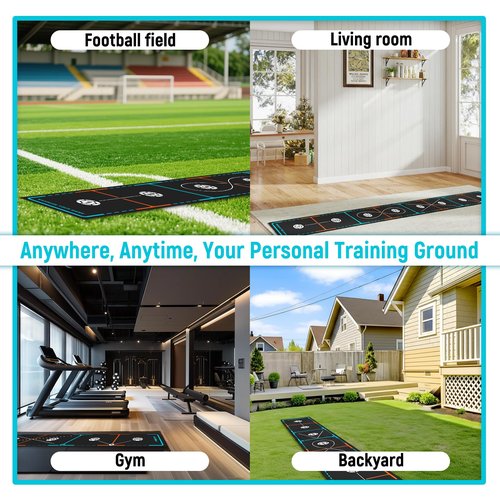 MUKESKY Soccer Training Mat with Integrated Ladder & Cones | 4-in-1 Football Footwork Agility Trainer for Team Practice | Non-Slip Speed & Ball Control Exercise Mat