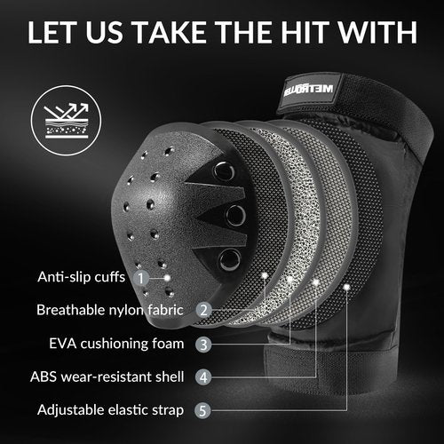 METROLLER Adult & Kids Protective Gear Set for Men, Women Youth Knee Pads, Elbow Pads & Wrist Guards 3 in 1 for Skateboarding Multi-Sports Protective Gear