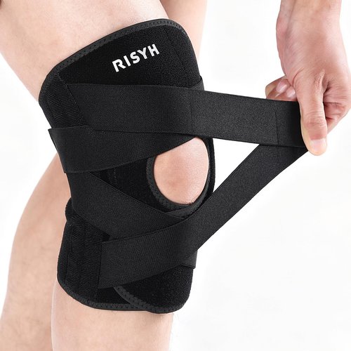 Knee Brace for Women Men Adjustable Cross Strap, Knee Braces for Meniscus Tear, Knee Pain Support with Side Stabilizers, Relieves ACL, MCL, Arthritis, Knee Pain for Patella Stability