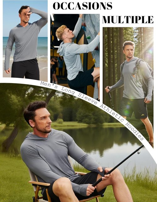 MAGCOMSEN Men's Sun Shirt - UPF 50+ Long Sleeve Lightweight Hoodie for Quick Dry Performance | Ideal for Hiking & Workouts