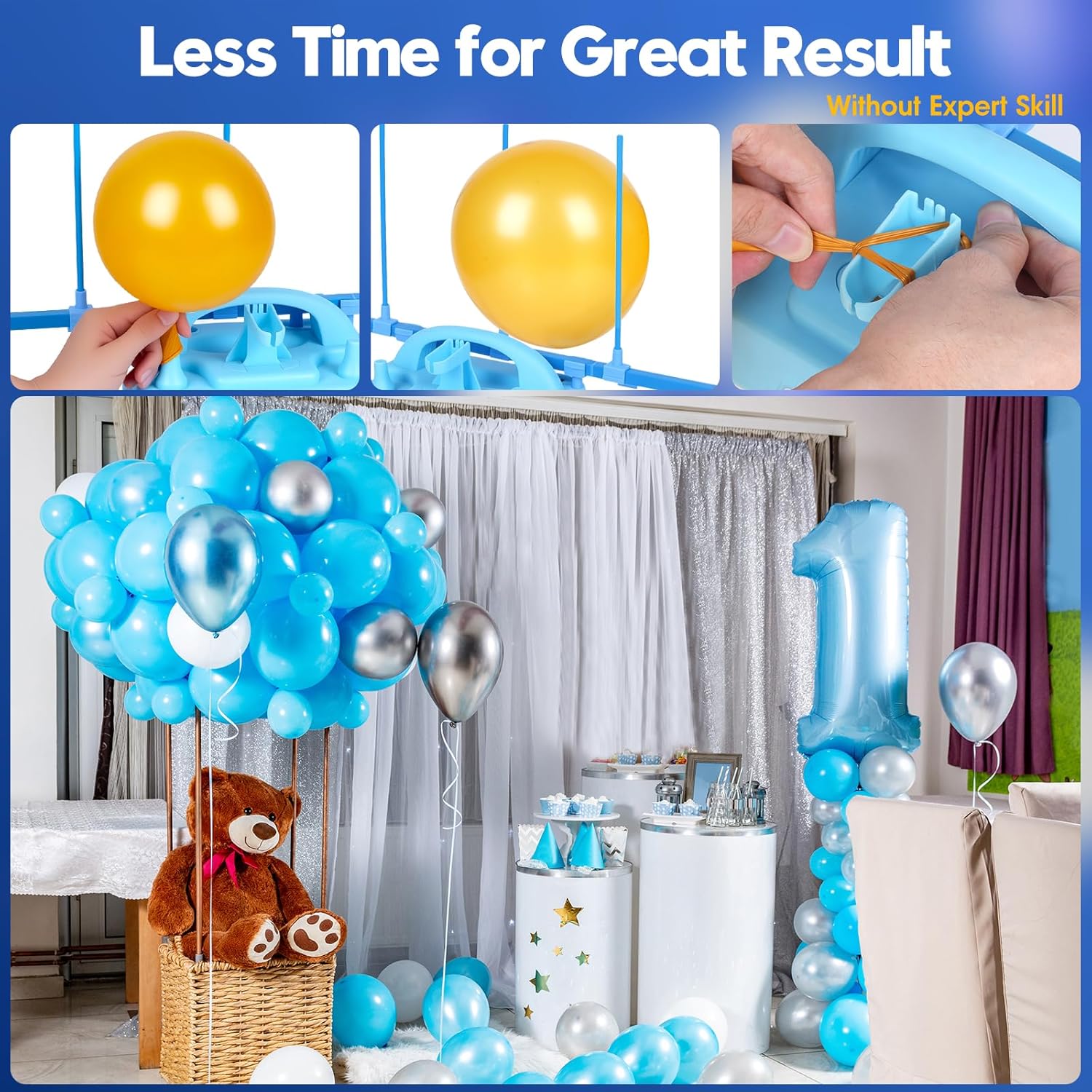 Skiennix Electric Balloon Pump - 110V 600W Portable Air Blower with Dual Nozzles & Tying Tool for Party Decor