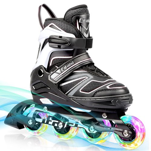 Inline Skates for Kids and Adults, Adjustable Roller Skates Blades for Adult Women Men Girls Boys with Light Up Wheels, Perfect for Indoor Outdoor Backyard Skating