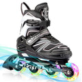 Inline Skates for Kids and Adults, Adjustable Roller Skates Blades for Adult Women Men Girls Boys with Light Up Wheels, Perfect for Indoor Outdoor Backyard Skating