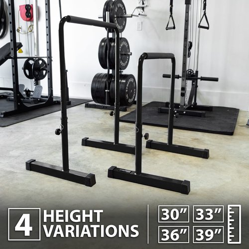 Synergee Dip Bar Black. Adjustable Dip Station from 30” – 39” for Dips, Inverted Pull Ups. Max capacity 400 lbs. Portable Dip Stand for Total Body Workout.