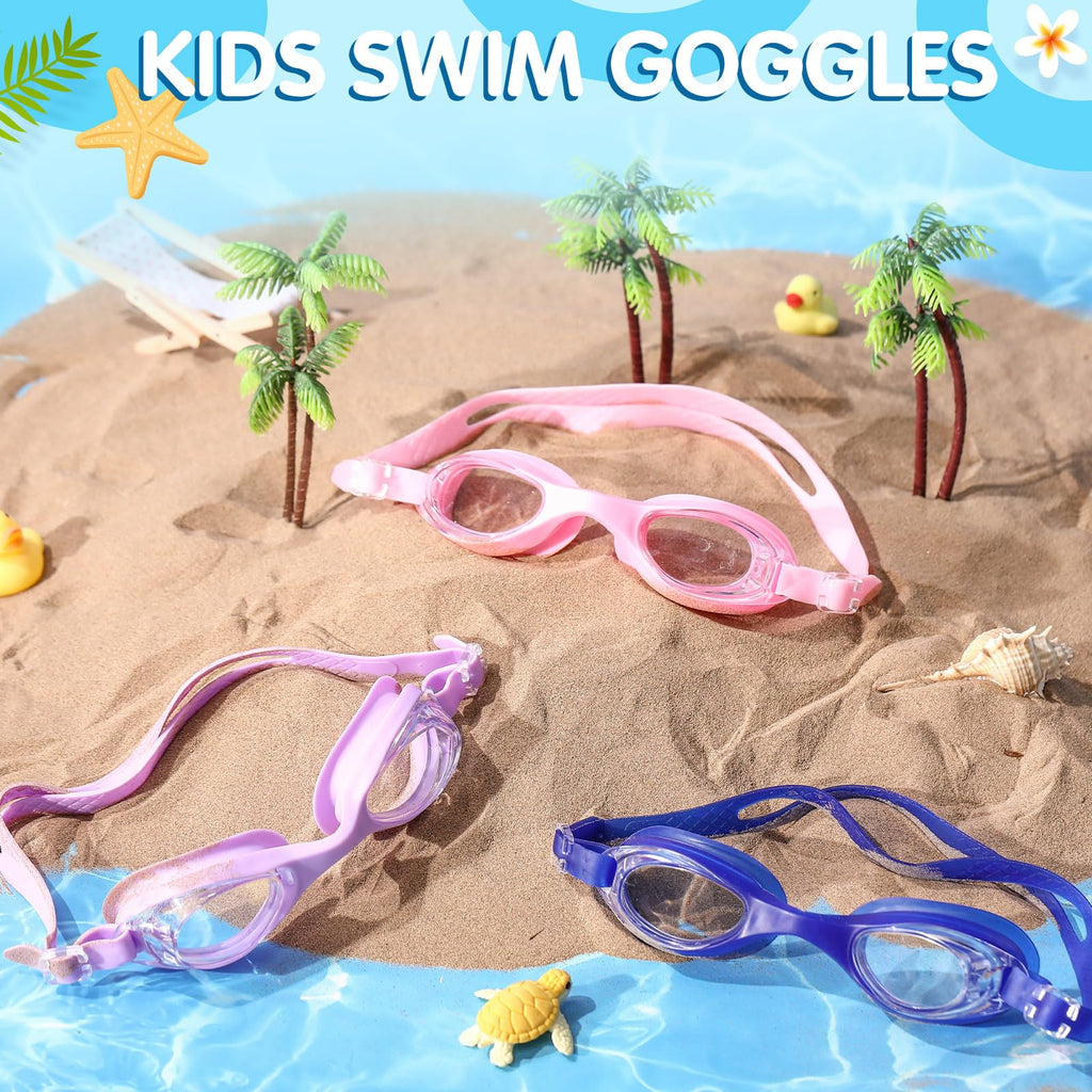 Macarrie 30 Pcs Kids Swim Goggles Bulk Child Swimming Goggles Gifts for Boys Girls Toddler Pool Surfing Diving(Blue, Pink, Purple, Light Blue, Yellow,Fashion)