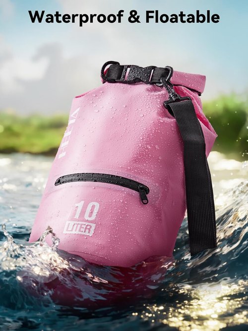 HEETA Waterproof Dry Bag - Lightweight Roll Top Storage with Front Zippered Pocket | 5L/10L/20L/30L/40L for Travel, Kayaking, Camping & More