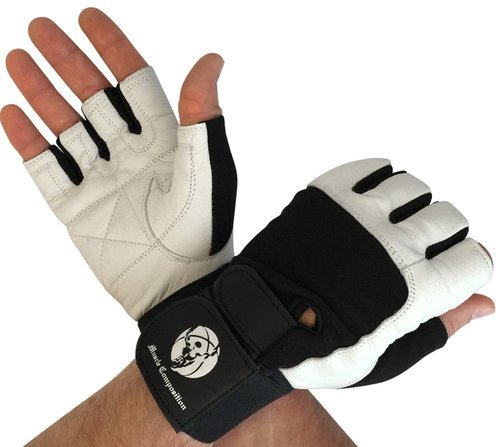 Muscle Composition Gym Gloves with Wrist Support for Gym Workout, Crossfit,Weightlifting Black/White. Premium Quality Materials. (Black/White, X-Small)