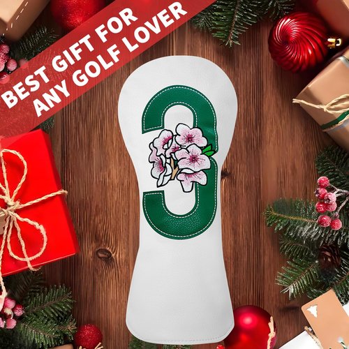 Golf Headcovers Golf Club Head Covers Advanced Embroidery Cherry Blossom Leather Driver Fairway(FW) Wood Hybrid(UT) with Number Tags Protects Against Scratches and Damage