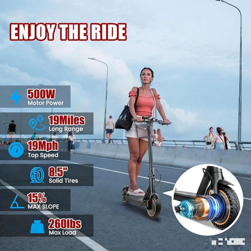 **Skiennix Electric Scooter for Adults - 350W Motor, 19MPH Max Speed, Portable & Foldable Design**