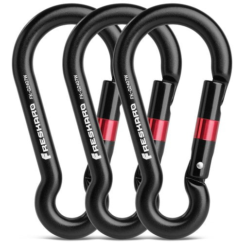 FresKaro Carabiner Clip, Heavy Duty Carabiners, Spring Snap Wire Gate Carbineers, Key and Keychain Karabiner 3inch, Strong Aluminum Caribiniers Hook, Fitness Accessories, Gourd Clips, 3Pack