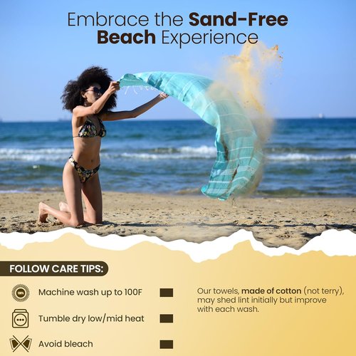 LYCIA Turkish Beach Towel Set of 6 - Oversized, Quick-Dry & Sand-Free 100% Cotton Towels | Multi-Color 70 x 38''