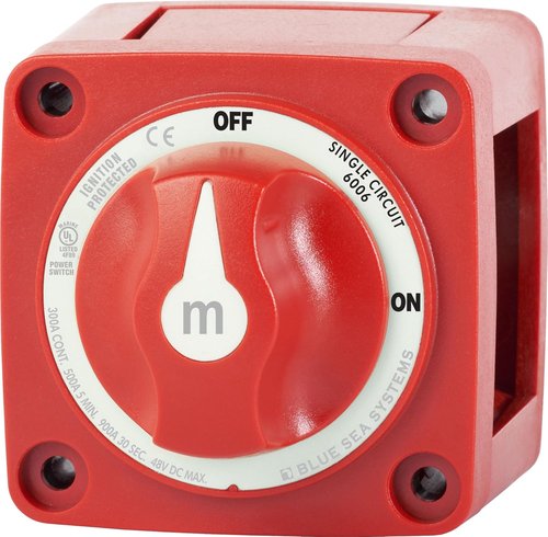 Blue Sea 6006 m-Series Mini Battery Switch - Single Circuit ON/OFF - Compact Red Design