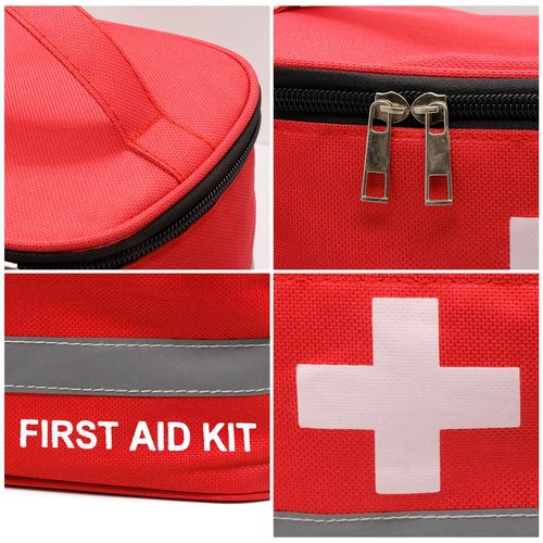Faylapa Empty First Aid Bag, 10.2x5.5x5.5 inches Portable Outdoor First Aid Medical Storage Bag, Multi-Function Emergency Medicine Storage Organizer for Home Outdoor Travel Car Camping Hiking