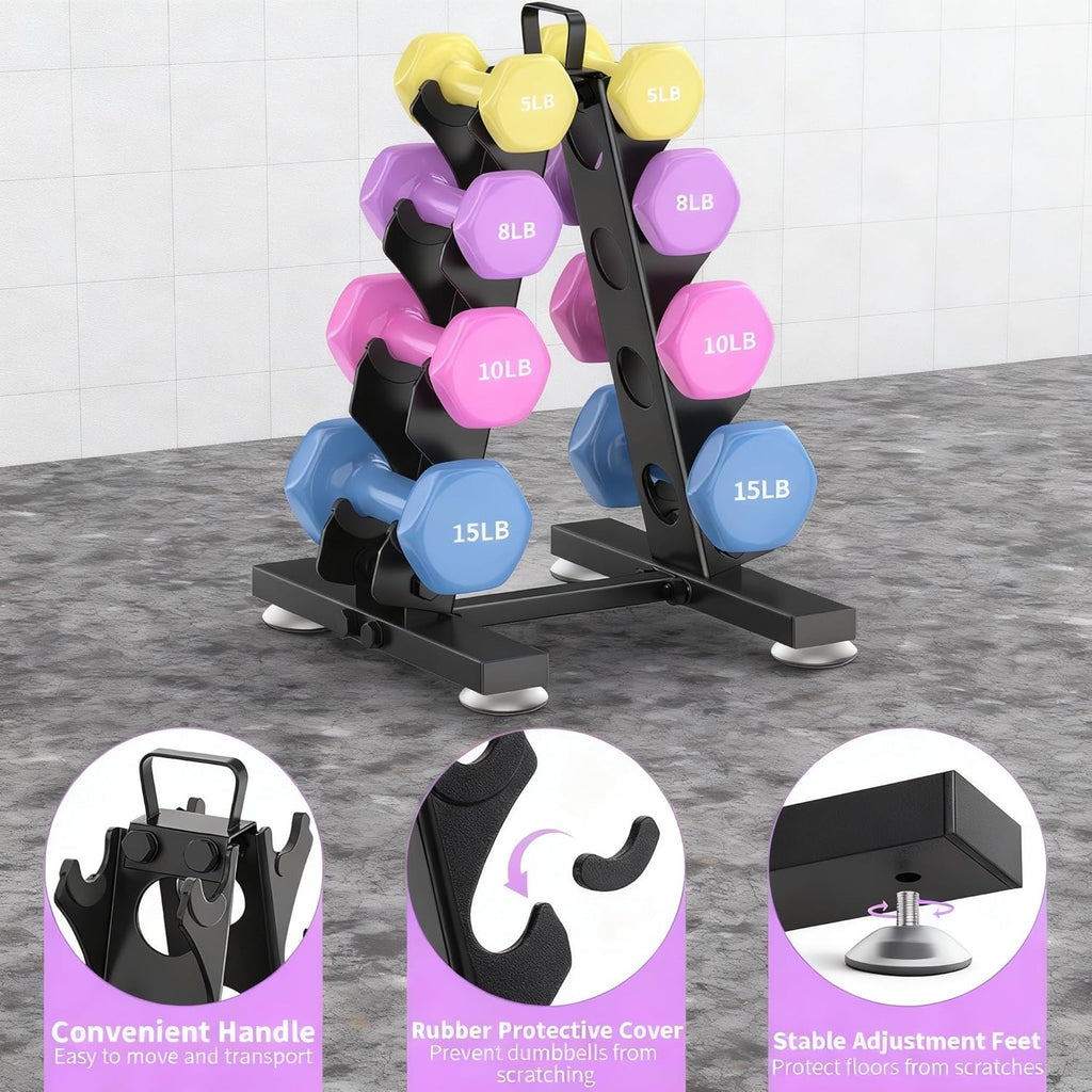 TomCare 6-Tier Dumbbell Rack - A-Frame Weight Storage Stand for Home Gym | Durable Metal Design