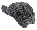 C.C Trendy Warm Oversized Chunky Soft Oversized Ribbed Slouchy Knit Hat with Visor Brim (Black Mix)