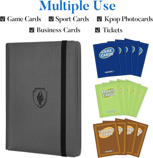 Fabmaker Premium 9 Pocket Card Binder - Sturdy Collection Album for 360 Game & Sports Cards | Grey