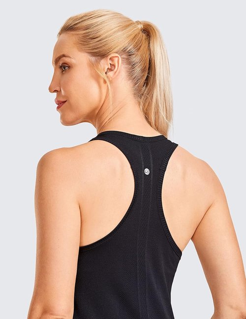 CRZ YOGA Women's Seamless Workout Tank Top - Long Length Racerback for Yoga & Gym Activities