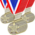 Quelay 100 Pcs Award Medals Bulk 2 Inch Gold Winner Medals with Neck Ribbons for Sports Tournaments Competitions Party Favors