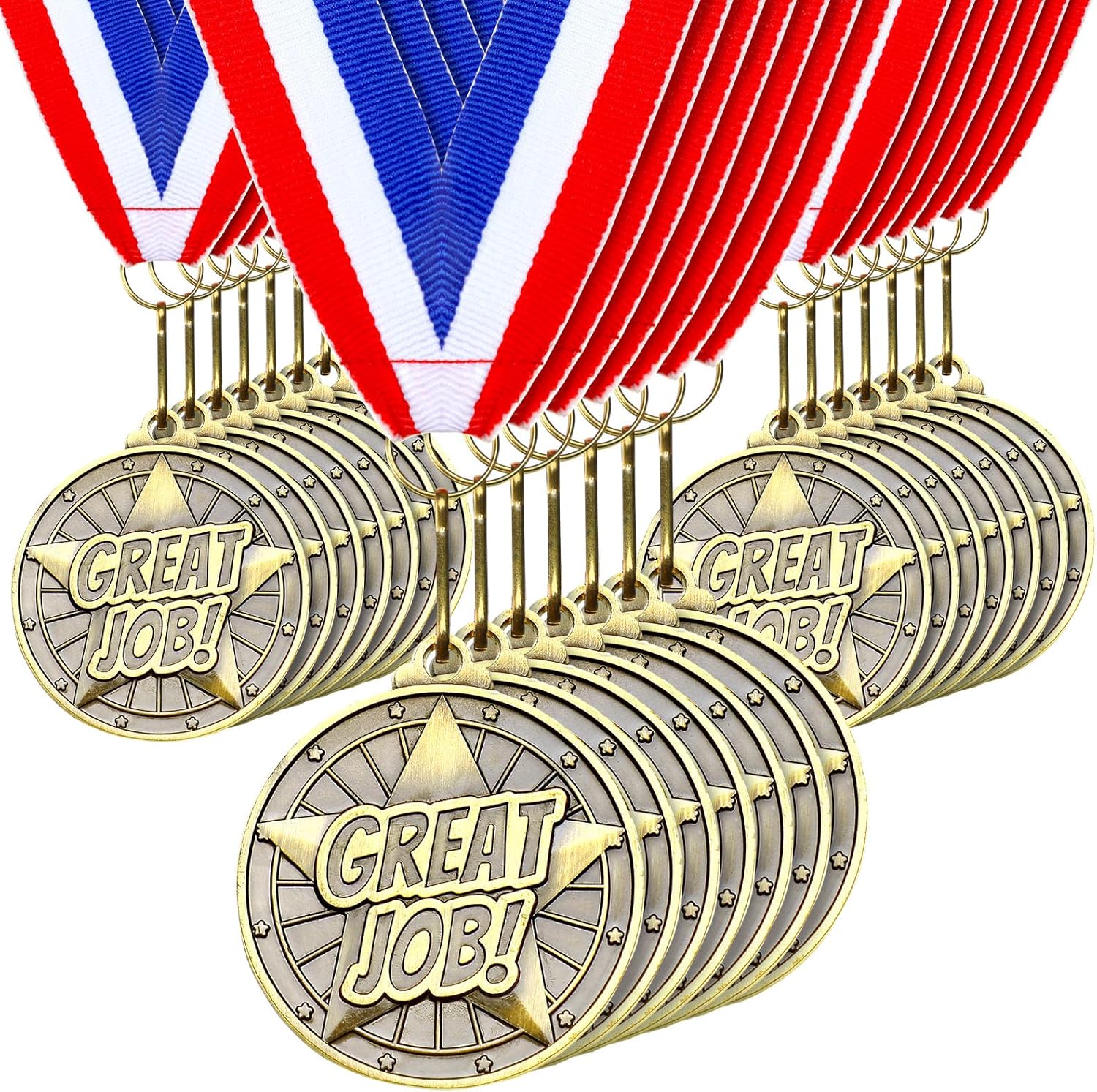 Quelay 100 Pcs Award Medals Bulk 2 Inch Gold Winner Medals with Neck Ribbons for Sports Tournaments Competitions Party Favors