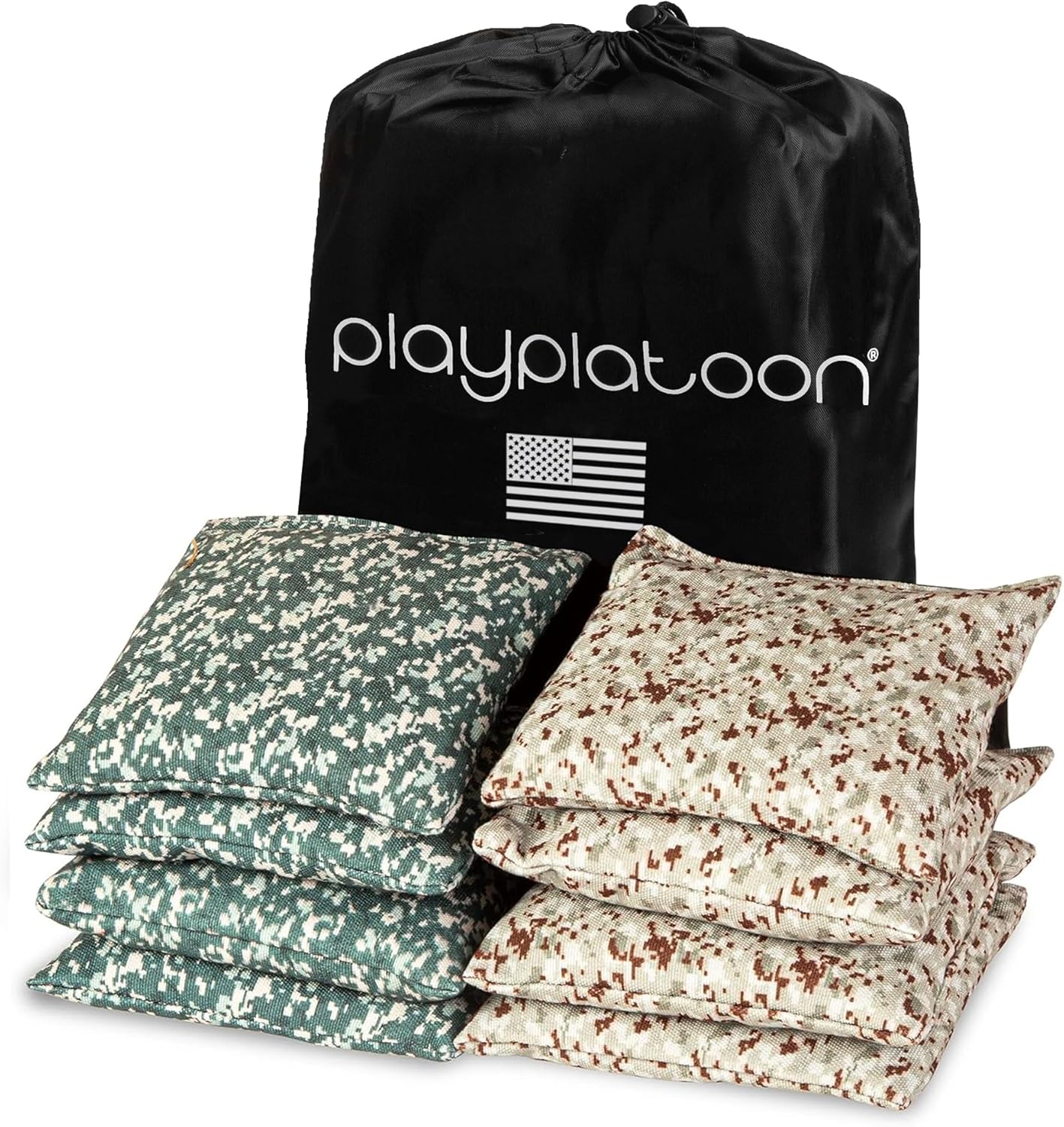 Play Platoon Cornhole Bags - Weather Resistant Set of 8 | Official Professional Size & Weight