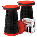 AttoShow 2025 2PCS Upgraded Collapsible Stool Thickened Set, Portable Stool Folding Stools, Foldable Chair for Camping Fishing Hiking BBQ and Outdoor Activities - Max 500lbs (Red)