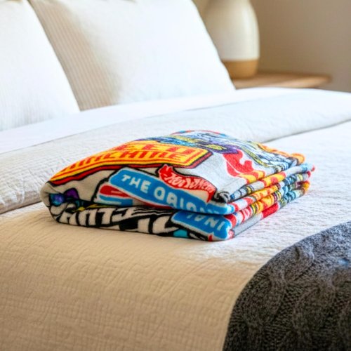 Hot Wheels Plush Throw Blanket - Super Soft Kids Bedding, 46" x 60", Officially Licensed by Franco