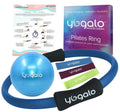 Y O Gayo Pilates Ring and Ball Set with 3 Resistance Bands - Pilates Equipment for Home Workout - Magic Circle Pilates Ring 14 Inch to Tone, Sculpt and Strengthen (Blue)