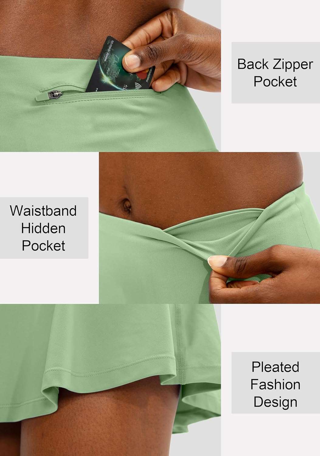 SANTINY Women's Pleated Tennis Skirt - High Waisted Athletic Golf Skorts with 4 Pockets | Perfect for Running & Casual Wear