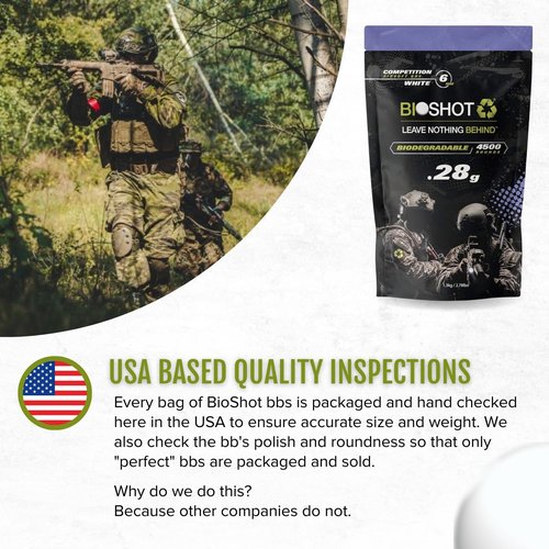 Bioshot Biodegradable Airsoft BBS .28g Super Slick Polish - Seamless Competition Match Grade for All 6mm Airsoft Guns and Accessories (4500 Rounds, White) by Bioshot