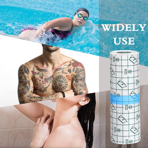Tattoo Aftercare Waterproof Bandages, 4 Inch x 10.94 Yard- Transparent Stretch Adhesive Shield Bandage, Tattoo Supply Wrap Second Skin Clear Dressing Film for Swimming Showering