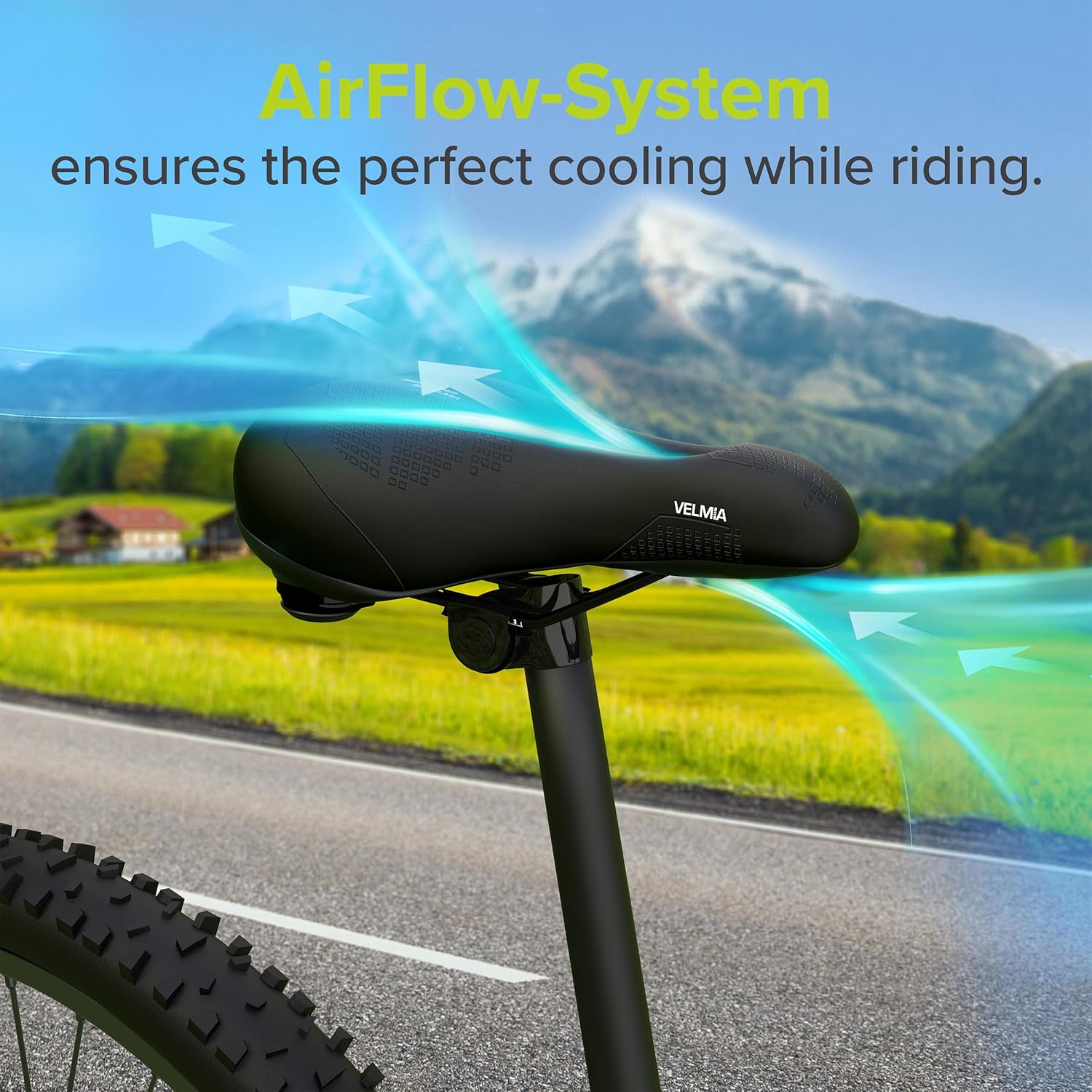 VELMIA Bicycle Saddle - Ergonomic Waterproof Seat for Men and Women - 3 Zone Comfort Design