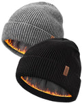 FURTALK Winter Hats for Men Women Fleece Lined Beanie Warm Knitted Outdoor Skull Cap 2 pcs
