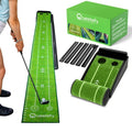 Putting Green Indoor | Wrinkle-Free Golf Mat with Auto Ball Return | Non-Slip Surface & Alignment Markings for Accurate Putting Practice at Home, Office & Outdoors | Improve Stroke Control & Precision