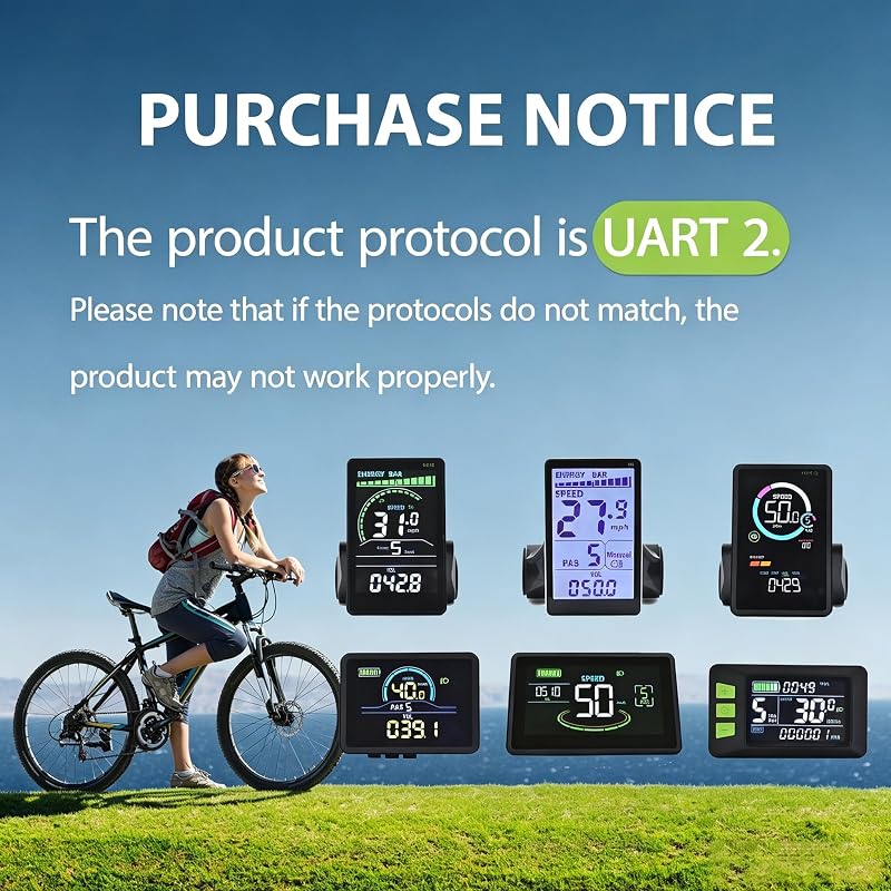 M6C-5PIN UART 2 Ebike LCD Display – 24V-60V, IP65, USB Charge, Color Screen